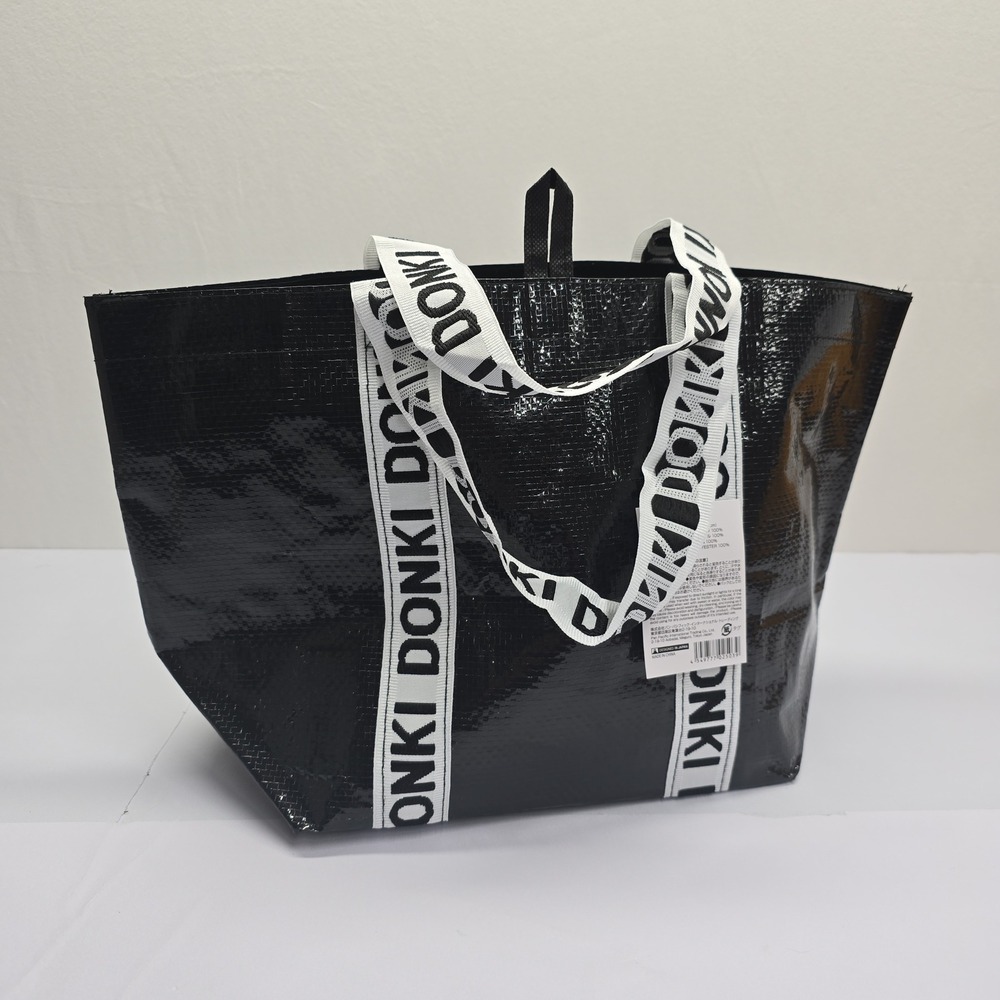 Don Don Donki Japan Reusable Tote Bag Black‎ White Logo Large Shopping Bag